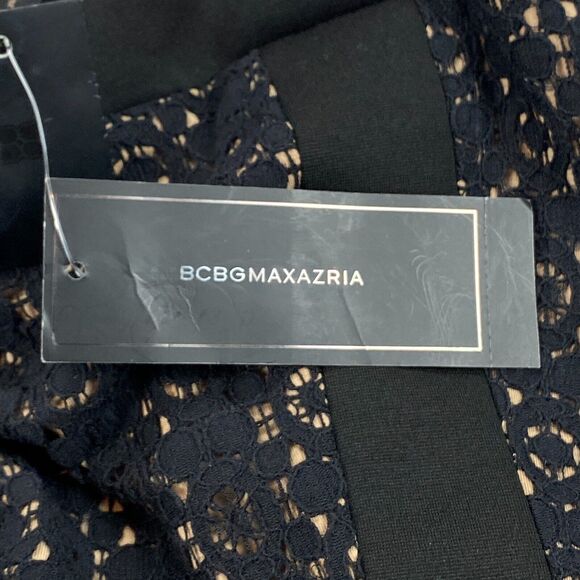 BCBGMAXAZRIA Fit & Flare Dress Womens Sz 12 Black Lace Overlay Lined MSRP: $168 - Picture 7 of 16